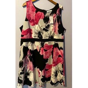 NWT: Ricki’s Floral Dress - Size 18 - Pink Black & White